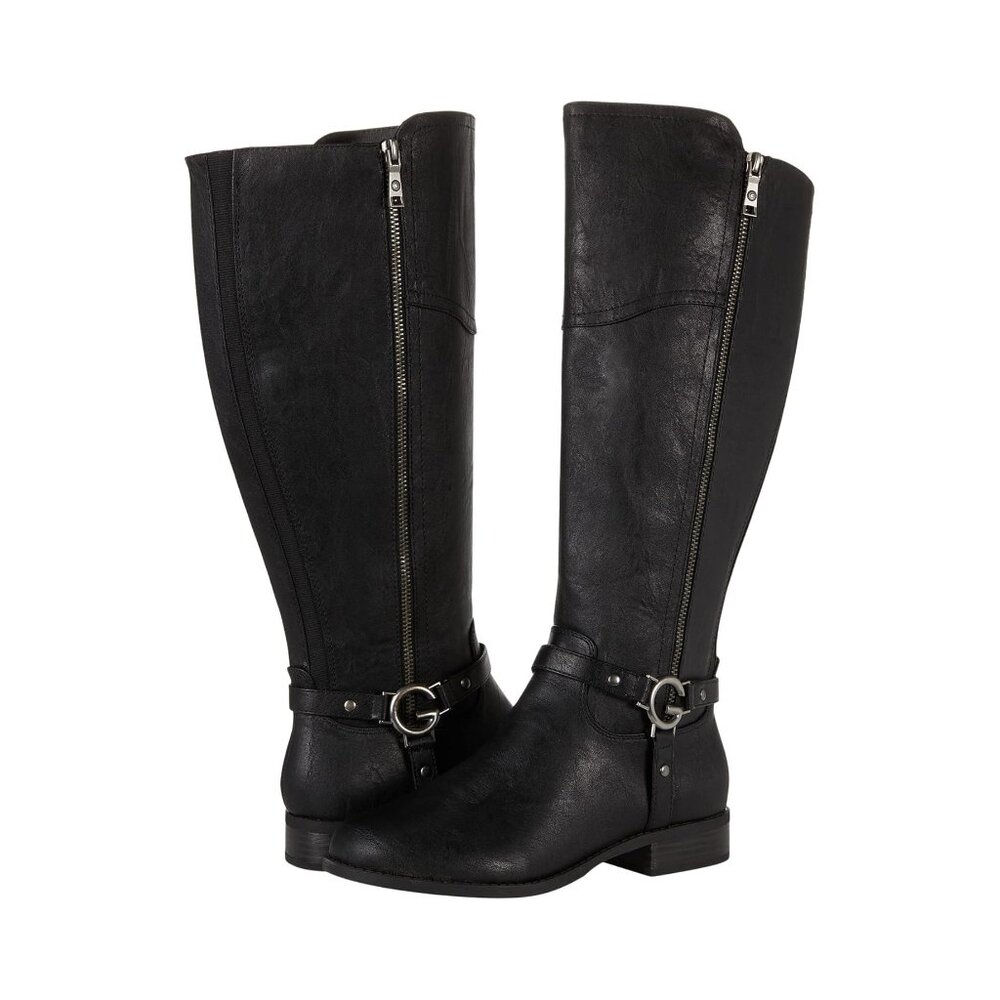 GBG Los Angeles Black Tall Riding Boots 6.5M Faux Leather Quilted Luxury Preppy